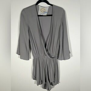 Blue Life Planet Blue x Revolve gray shorts romper XS boho festival long sleeve